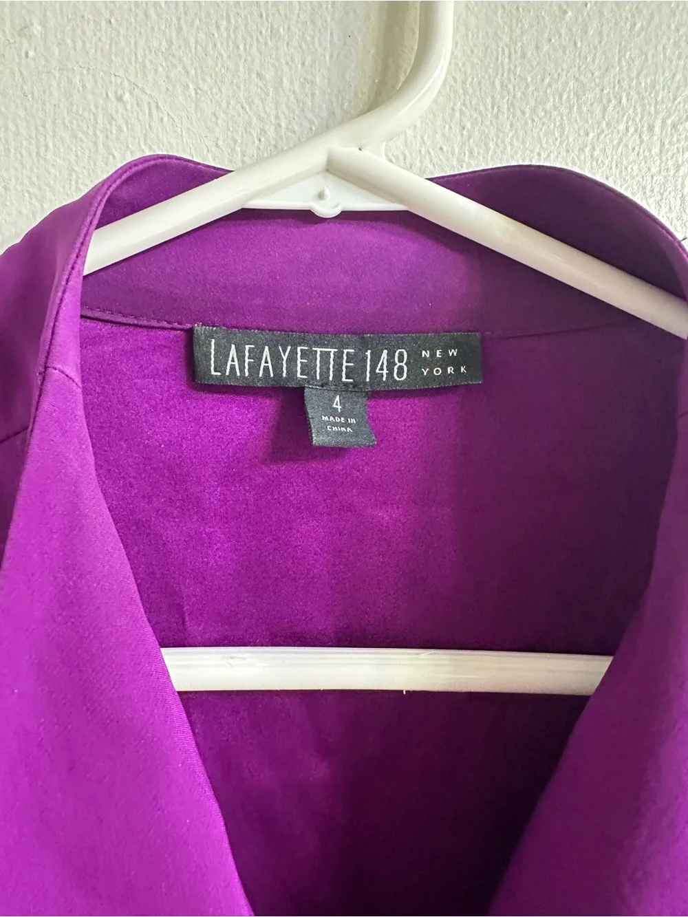 Lafayette 148 New York Magenta Button-Front Silk Shirt - Picture 4 of 9